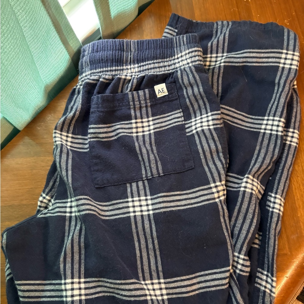 American Eagle Blue Plaid Lounge Pants
